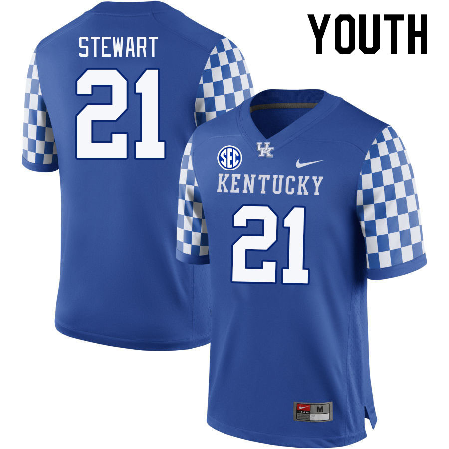Youth #21 Andre Stewart Kentucky Wildcats 2023 College Football Jerseys Stitched-Royal
